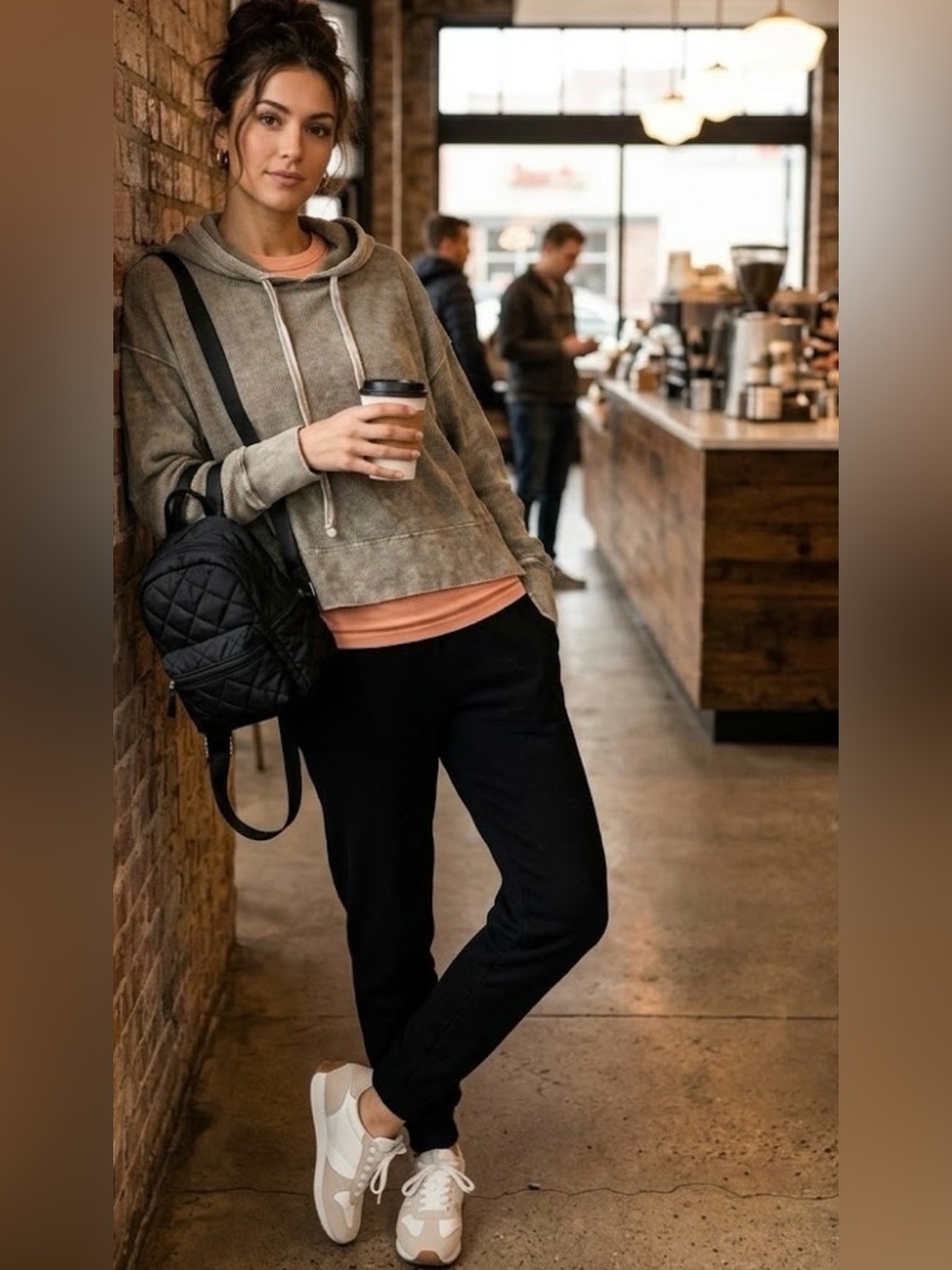 Michael Stars Ribbed Gray Oatmeal Hoodie